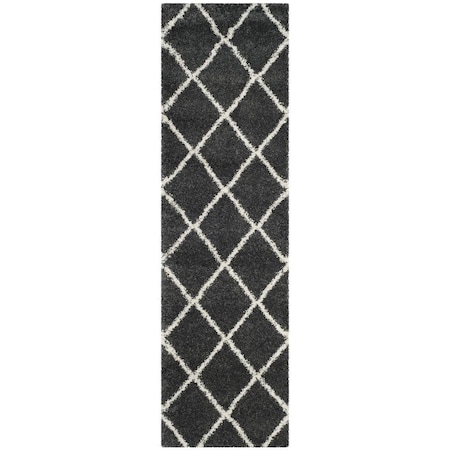 Safavieh Sgh-Hudson Shag Power Loomed Accent Rug; Dark Grey & Ivory - 2 ft. 3 in. x 3 ft. 9 in. SGH281G-24